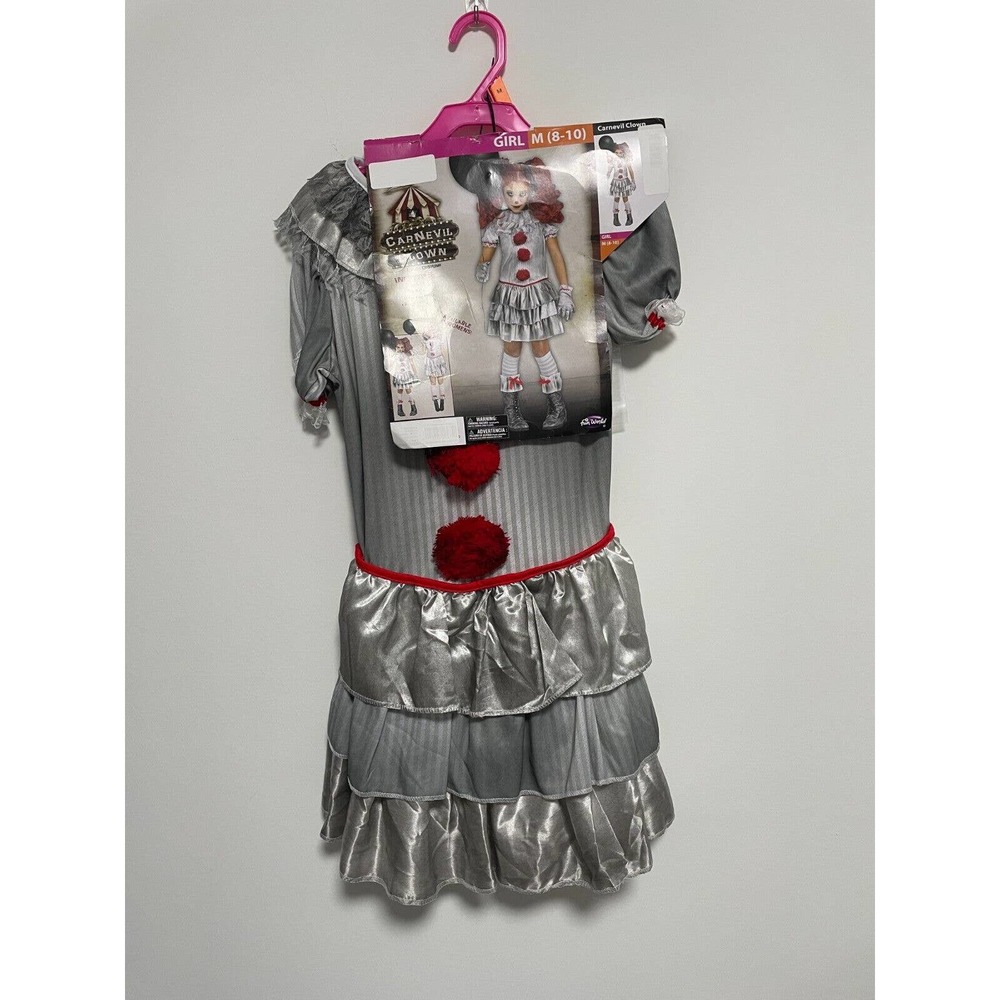 Carnevil Clown Girl's Halloween Costume Dress Size Medium 8-10 Brand NEW